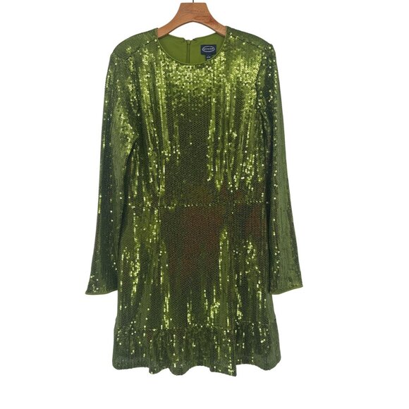 Scoop Green Sequin Long Sleeve Dress womens size large grinch party - Picture 2 of 7